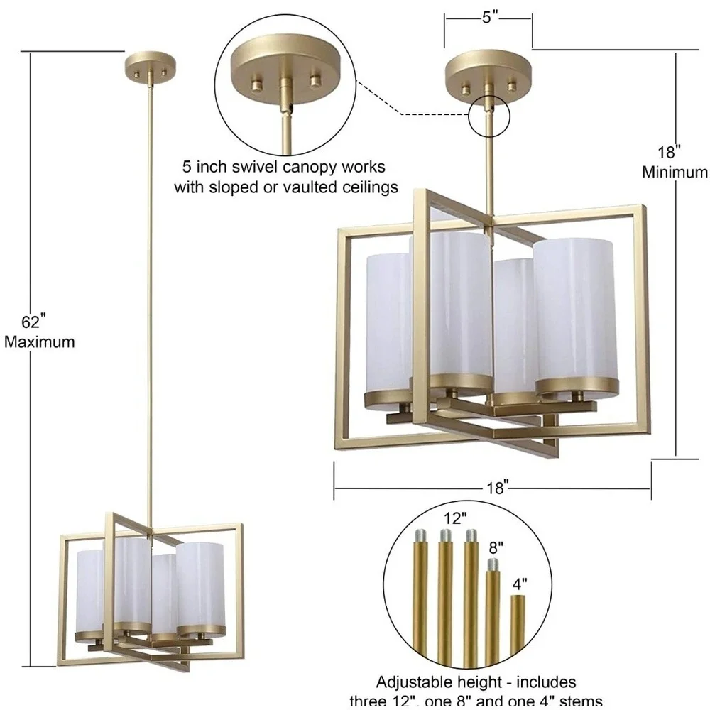 Verona 4 Light Contemporary Pendant - Satin Brass by Linea Lighting